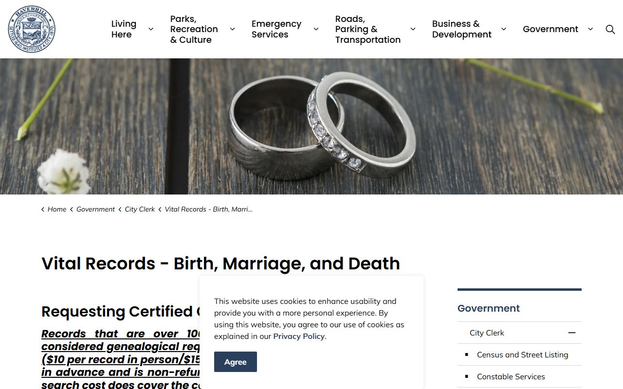 Haverhill death records vital records page