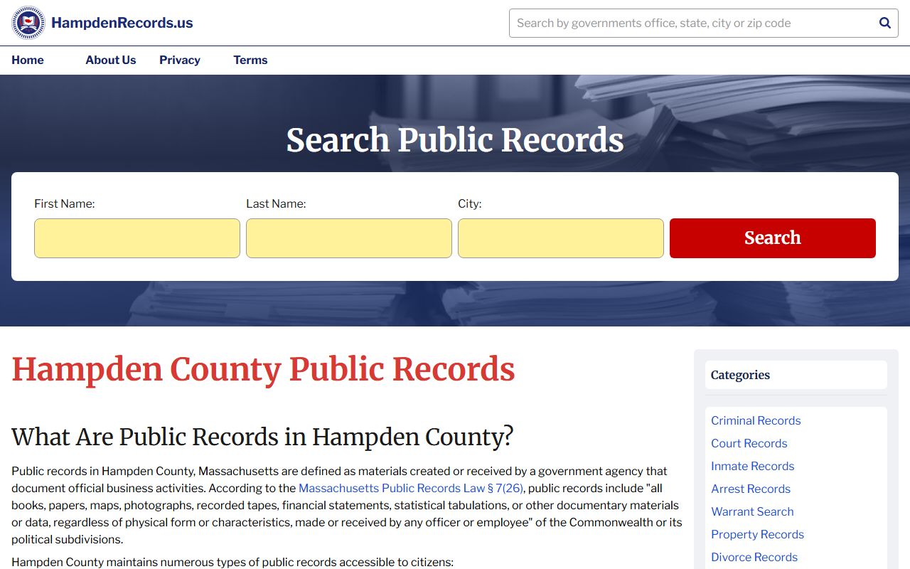 Hampden County death records - Hampden County public records portal