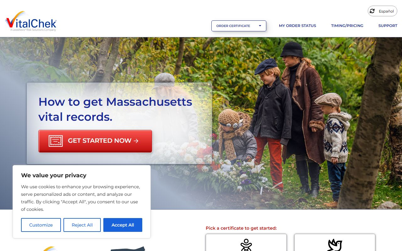 VitalChek Massachusetts death certificate ordering portal